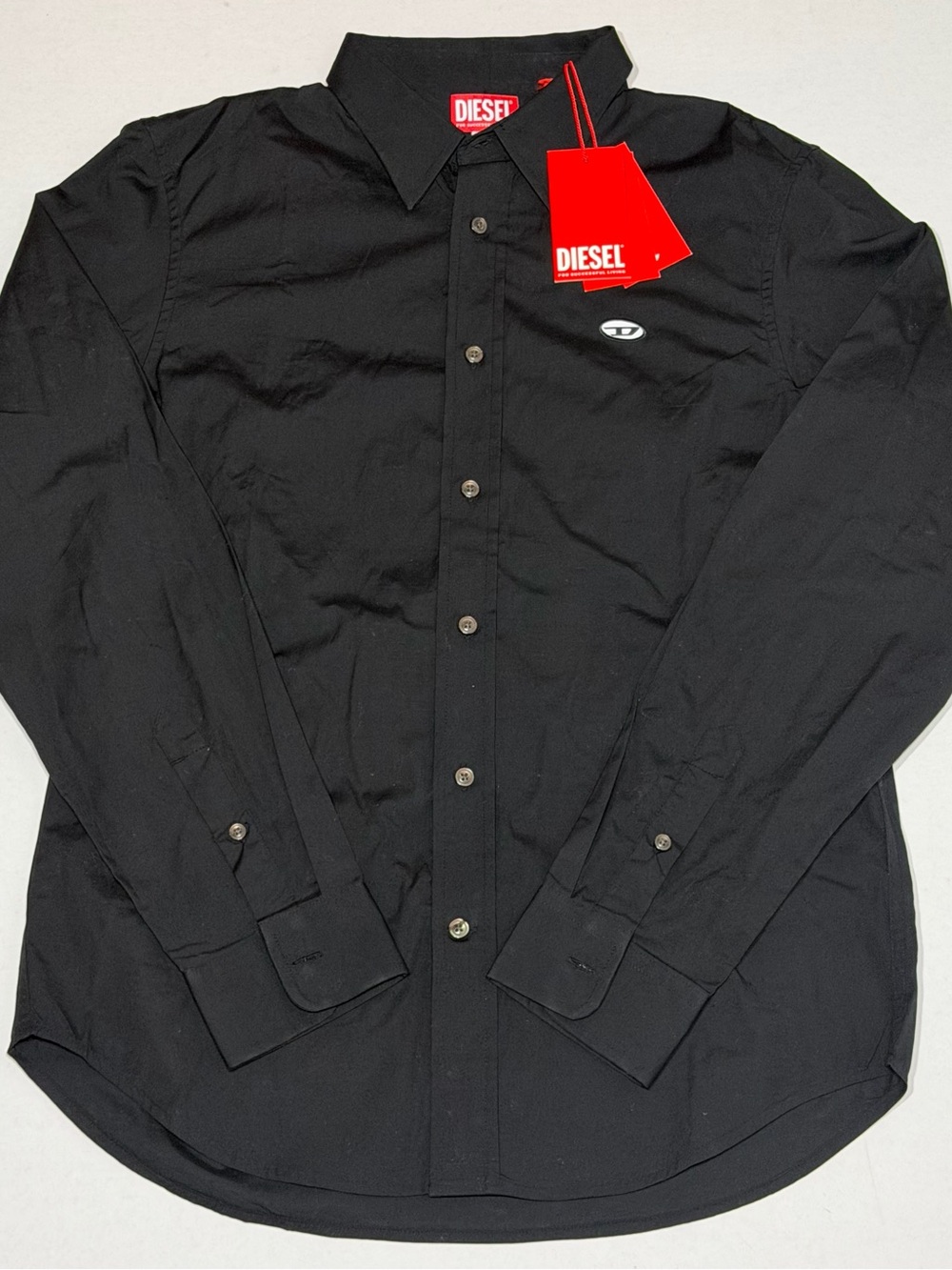 Diesel Black Button Down Shirt with White Oval Logo (NWT) size 50 (US L)